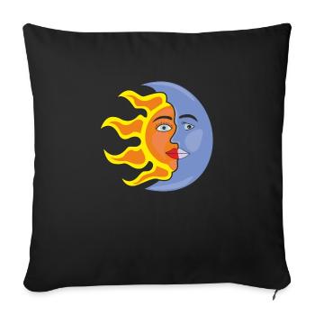 Soleil et Lune - Coussin et housse de 45 x 45 cm - noir - Devant