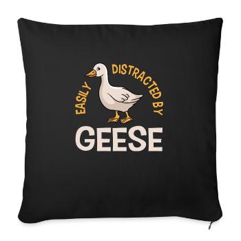 Distrait par les oies, mignonne Dandling Goose - Coussin et housse de 45 x 45 cm - noir - Devant