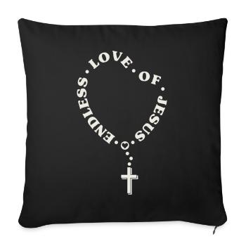 Amour sans fin de Jésus / Bible de foi de l’église croisée - Coussin et housse de 45 x 45 cm - noir - Devant