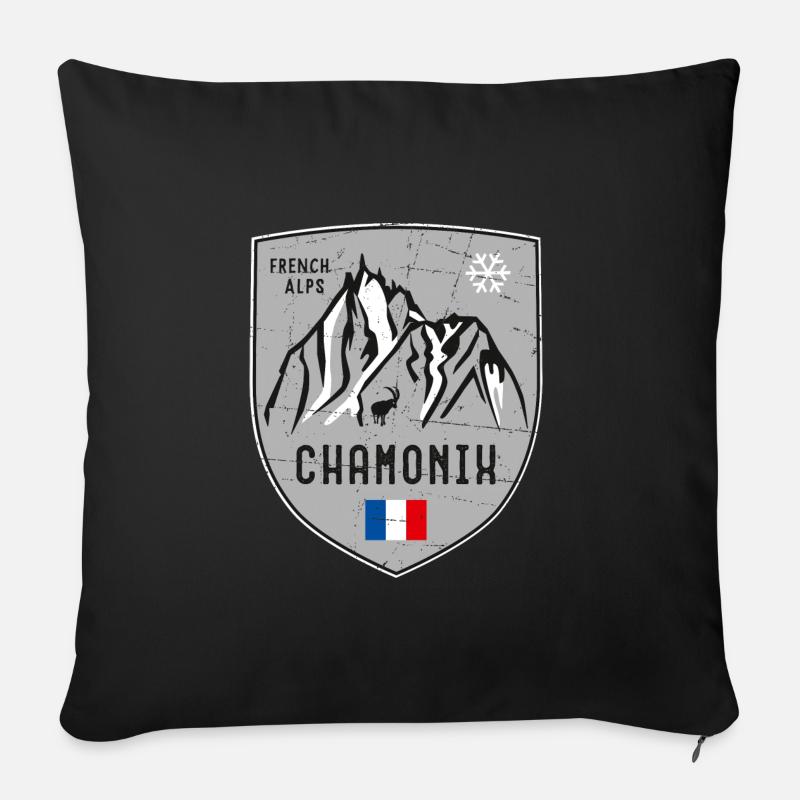 Chamonix Aiguille du Midi Frankreich Wappen - Sofakissen mit Füllung 45 x 45 cm - Schwarz