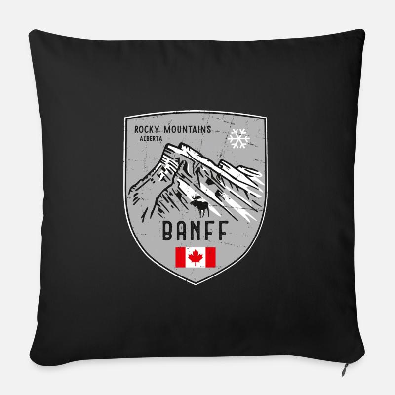 Banff Mount Rundle Canada Armoiries - Coussin et housse de 45 x 45 cm - noir