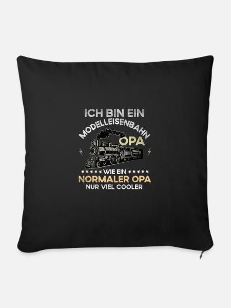 Modelleisenbahn Opa Lokführer Geschenk - Sofakissen mit Füllung 45 x 45 cm - Schwarz