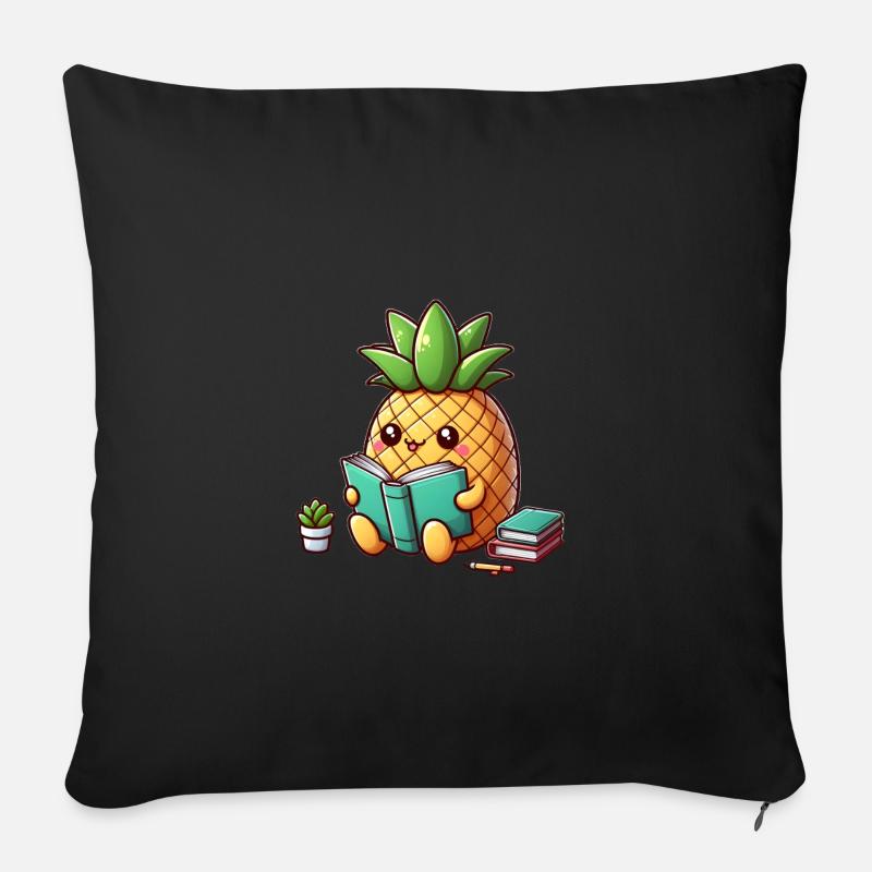 Lesende Ananas - Sofakissen mit Füllung 45 x 45 cm - Schwarz