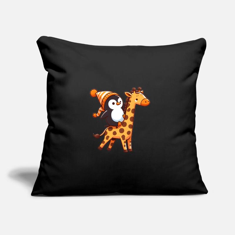 Penguin riding a giraffe Sofa pillow with filling 45cm x 45cm