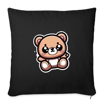 Cute Kawaii Teddy Bear 1 - Sofa pillow with filling 45cm x 45cm - black - Front