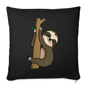 Sleeping shirt with sloth hanging on a branch - Sofa pillow with filling 45cm x 45cm - black - Front
