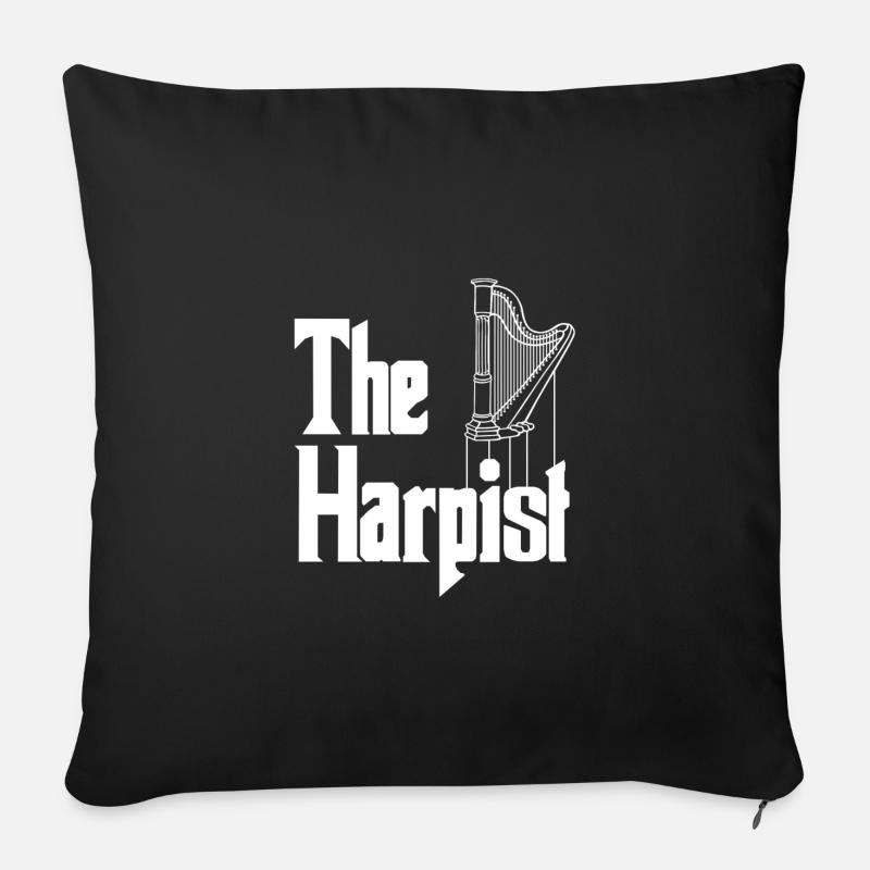 La harpe Harp Harp Conception drôle - Coussin et housse de 45 x 45 cm - noir
