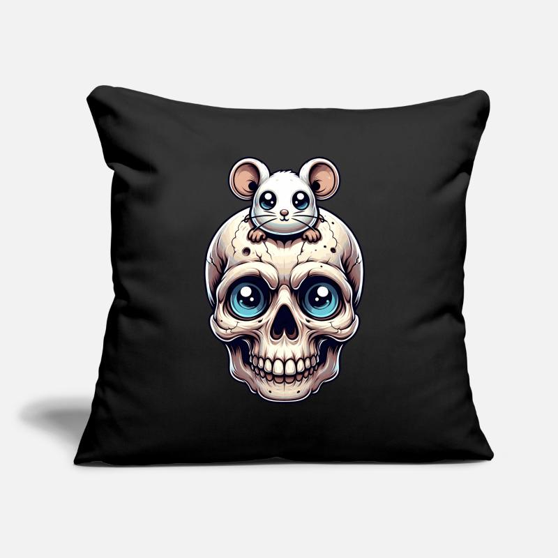 Skull with cute little mouse on forehead Sofa pillow with filling 45cm x 45cm