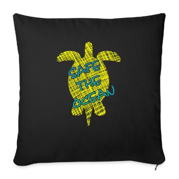 Save the Ocean, Turtle, Schildkröte - Sofakissen mit Füllung 45 x 45 cm - Schwarz - Vorne