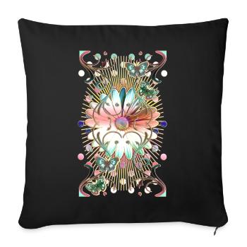 Butterflies Flower Ornaments - Sofa pillow with filling 45cm x 45cm - black - Front