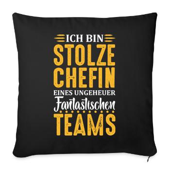 Patron fier Patron Madame Chef de département Chef d’équipe - Coussin et housse de 45 x 45 cm - noir - Devant