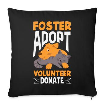 Foster Adopt Volunteer Animal Rescue Cat - Sofa pillow with filling 45cm x 45cm - black - Front