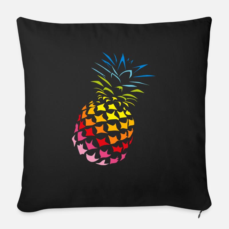 Ananas Regenbogen Farben - Sofakissen mit Füllung 45 x 45 cm - Schwarz