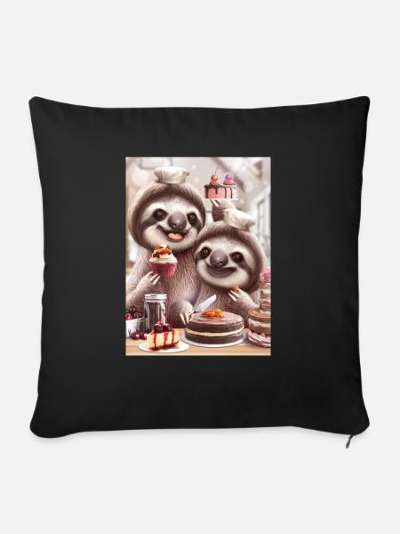 KUCHEN SLOTH - Sofakissen mit Füllung 45 x 45 cm - Schwarz