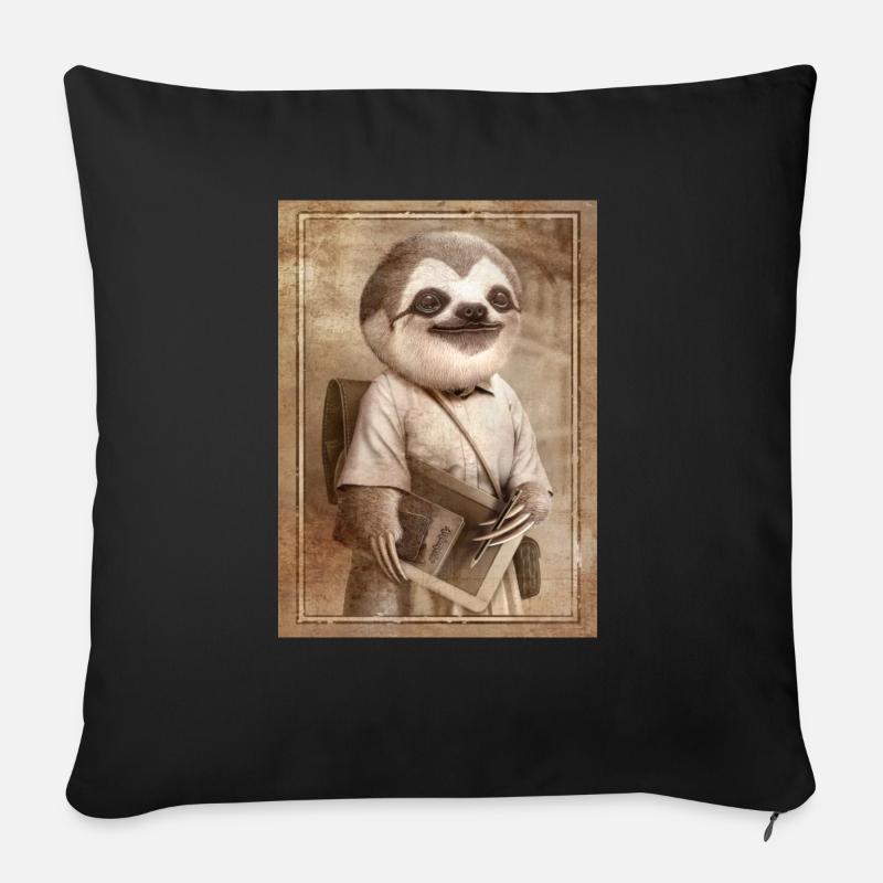 SLOTH STUDENT - Sofa pillow with filling 45cm x 45cm - black