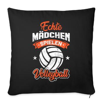 Beachvolleyball Echte Mädchen - Sofakissen mit Füllung 45 x 45 cm - Schwarz - Vorne
