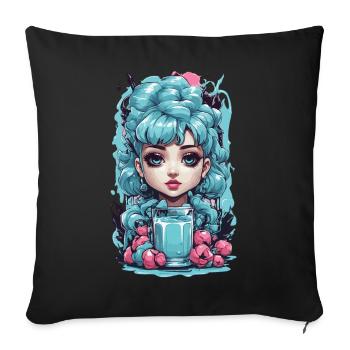 Style gothique kawaii myrtille Milkshake Anime - Coussin et housse de 45 x 45 cm - noir - Devant