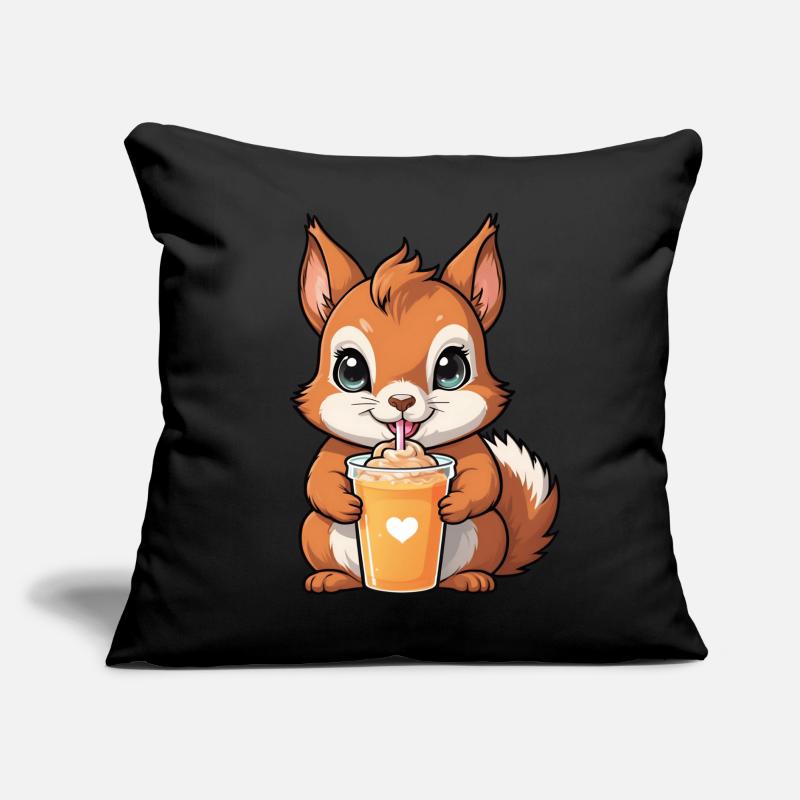 Süßes Eichhörnchen trinkt Bubble Tea Sofakissen mit Füllung 45 x 45 cm