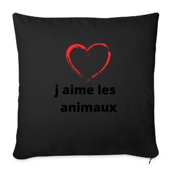 j aime les animaux - Coussin et housse de 45 x 45 cm - noir - Devant