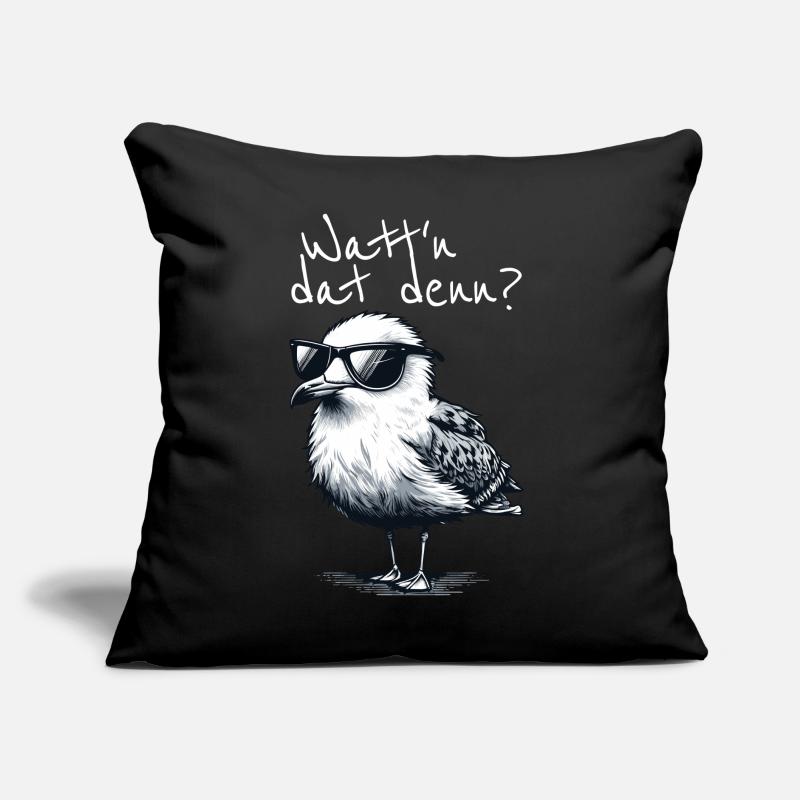 Watt’n dat denn Coole Möwe Nordsee Spruch Coussin et housse de 45 x 45 cm