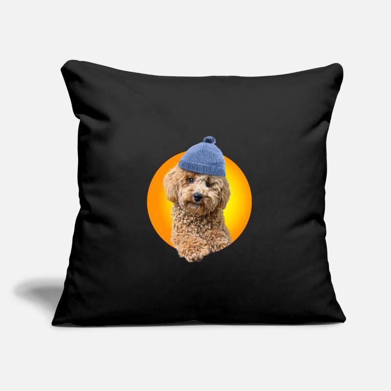 Poodle with poodle hat Sofa pillow with filling 45cm x 45cm