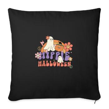 Hippe Halloween, süß, lustig, Geist und Kürbis - Sofakissen mit Füllung 45 x 45 cm - Schwarz - Vorne