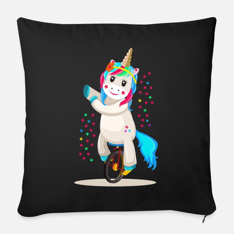 Einhorn Unicorn auf einem Einrad - Sofakissen mit Füllung 45 x 45 cm - Schwarz