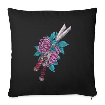 Japanische Schwerter Katana mit Schlagenlilie - Sofakissen mit Füllung 45 x 45 cm - Schwarz - Vorne