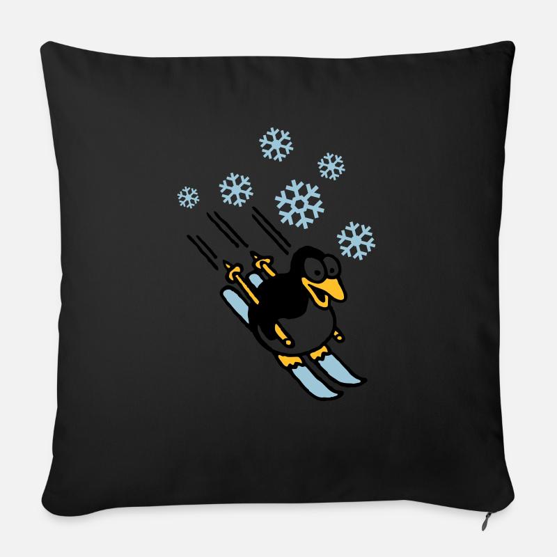pinguin_ski_022011_h_3c - Sofakissen mit Füllung 45 x 45 cm - Schwarz