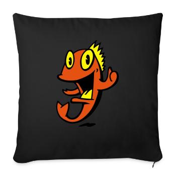 poisson marin souriant - Coussin et housse de 45 x 45 cm - noir - Devant