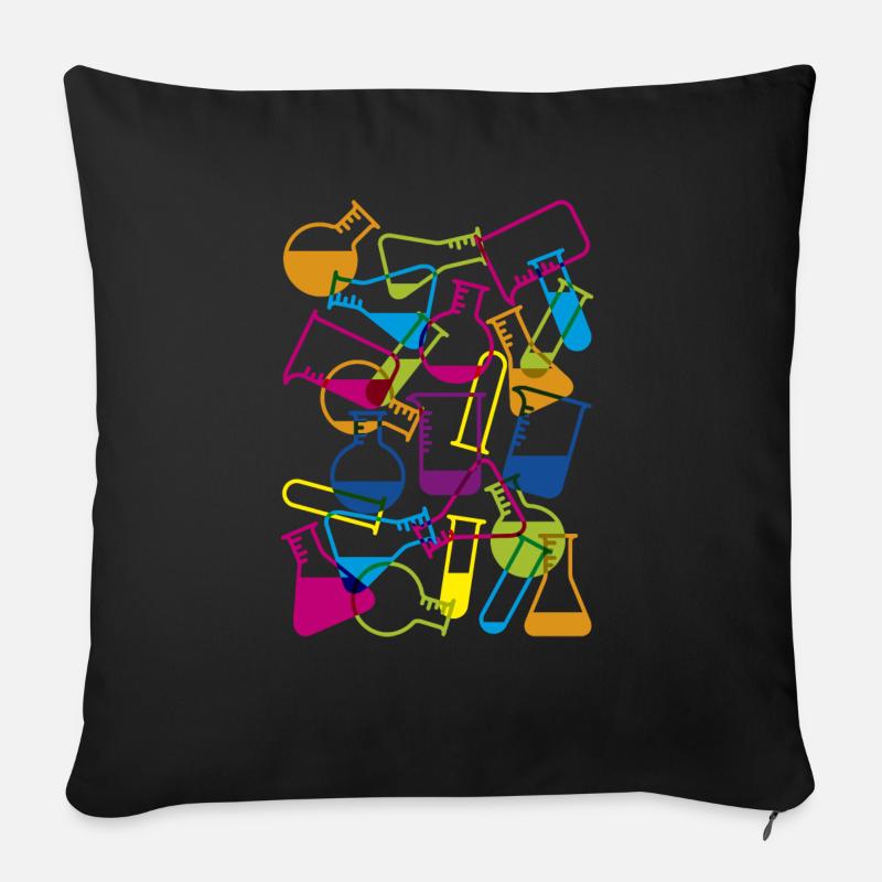 Laborglas mit Chemikalien - Sofakissen mit Füllung 45 x 45 cm - Schwarz