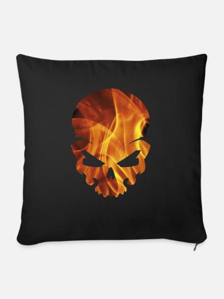 TOTENKOPF IN FLAMMEN - Sofakissen mit Füllung 45 x 45 cm - Schwarz