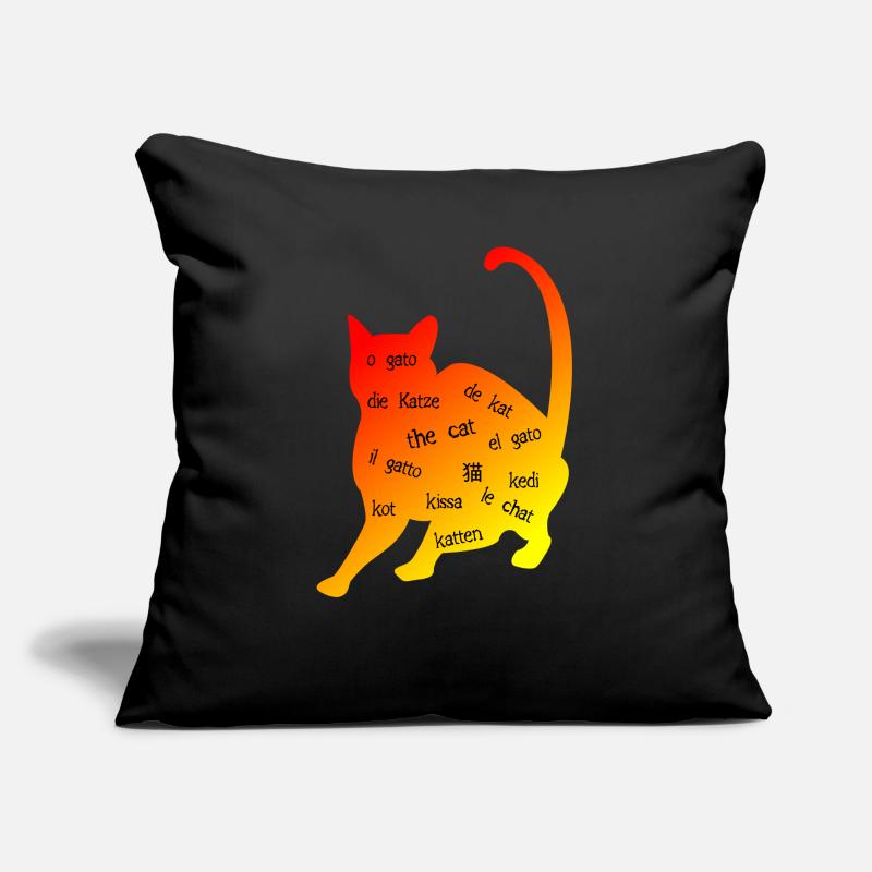 Multilingue 'Cat' - Design créatif Coussin et housse de 45 x 45 cm