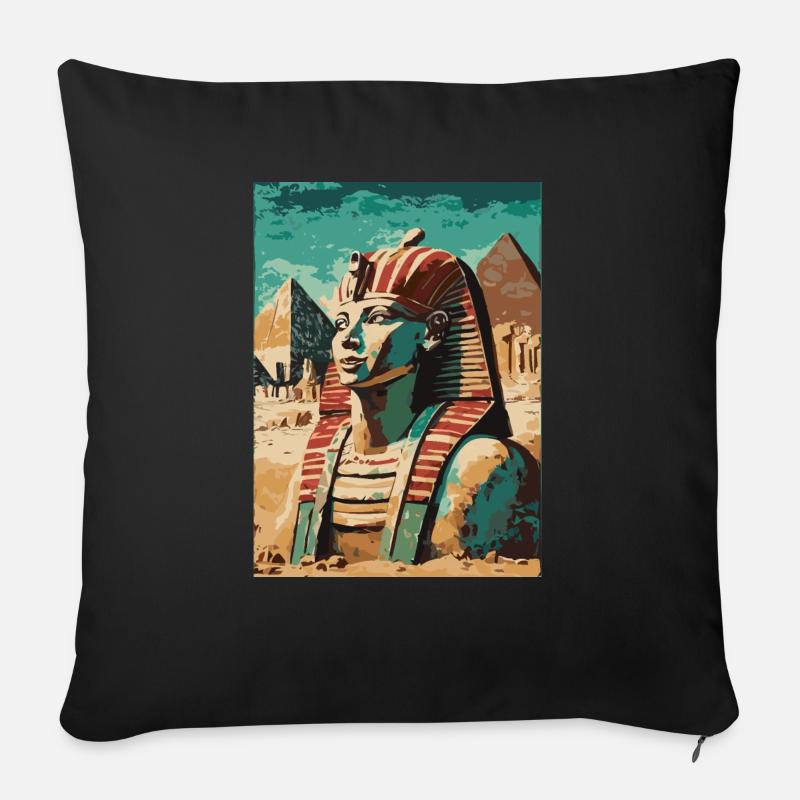 Pharaon devant les pyramides - Coussin et housse de 45 x 45 cm - noir