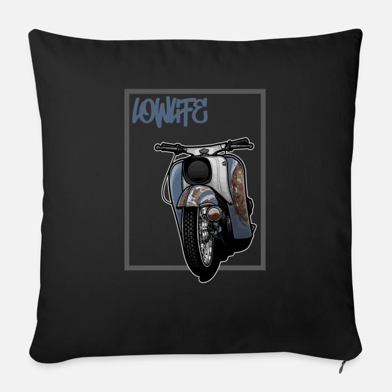 Schwalbe Tuning (blue / rust) // Illustration - Sofa pillow with filling 45cm x 45cm - black