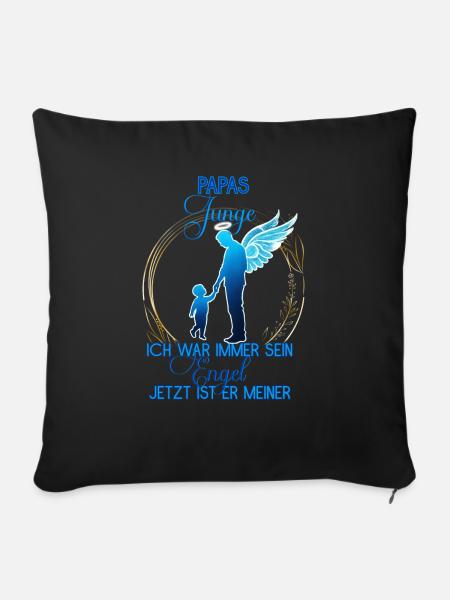 Papas Junge, Gedenken Engel Erinnerung Geschenk - Sofakissen mit Füllung 45 x 45 cm - Schwarz