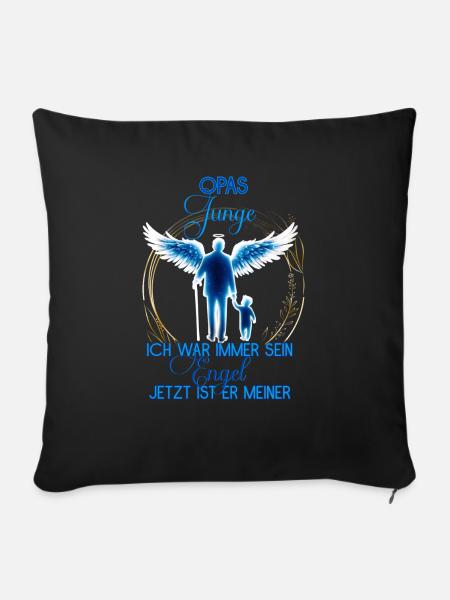 Opas Junge, Gedenken Engel Erinnerung Geschenk - Sofakissen mit Füllung 45 x 45 cm - Schwarz