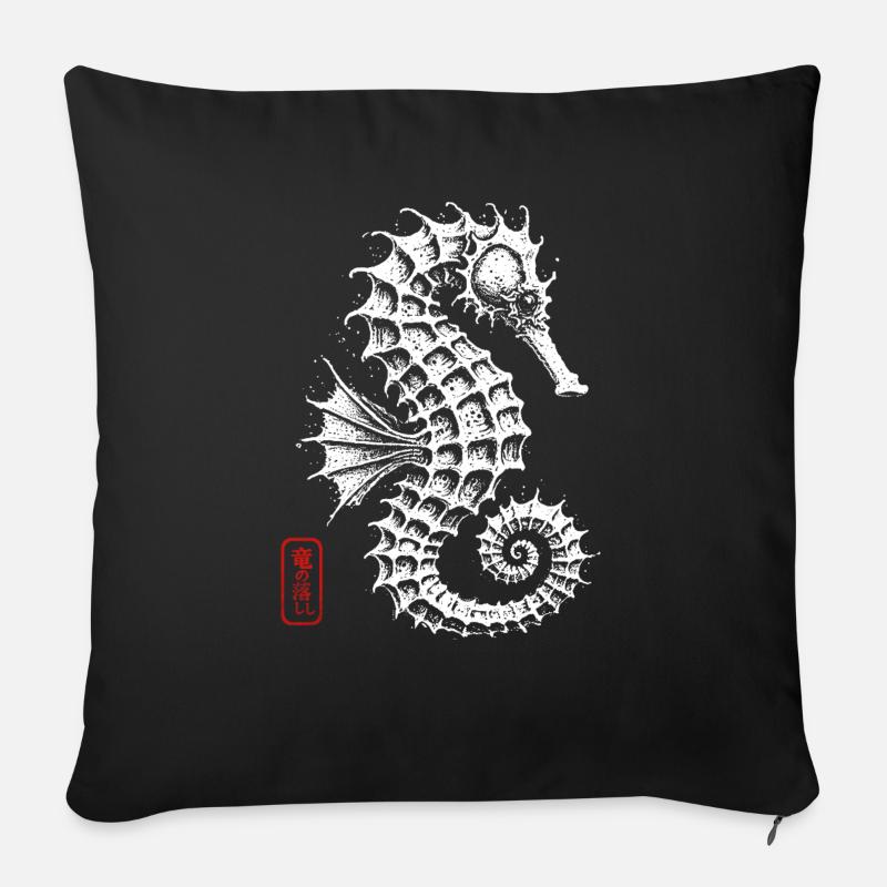 Retro Vintage Seepferdchen - Sofakissen mit Füllung 45 x 45 cm - Schwarz
