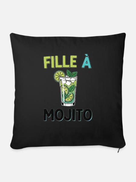Mädchen im Mojito - Sofakissen mit Füllung 45 x 45 cm - Schwarz