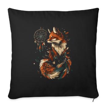 Fuchs Traumfänger - Sofakissen mit Füllung 45 x 45 cm - Schwarz - Vorne