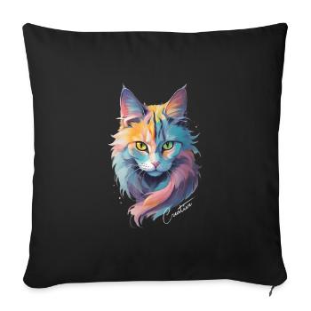 Cat Creative - Sofakissen mit Füllung 45 x 45 cm - Schwarz - Vorne