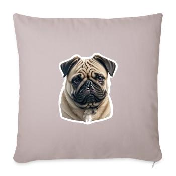 Pug - Sofa pillow with filling 45cm x 45cm - light taupe - Front