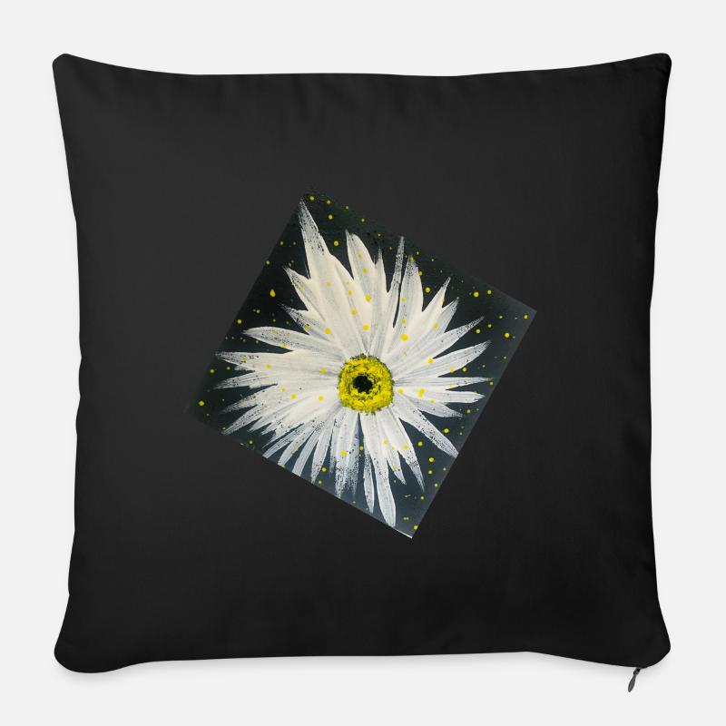 Edelweiss-Schwarz- weißes Design - Sofakissen mit Füllung 45 x 45 cm - Schwarz