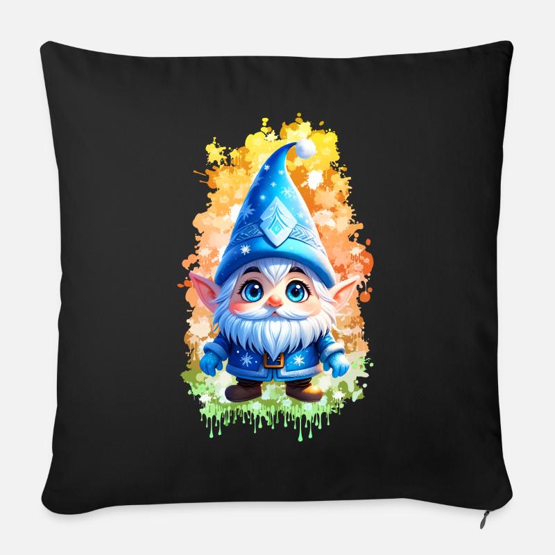 Blauer Winterwichtel mit SplashArt Hintergrund - Sofakissen mit Füllung 45 x 45 cm - Schwarz