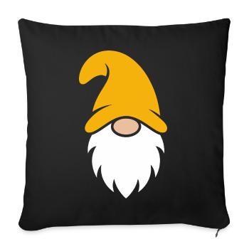 Gnome de Noël au chapeau jaune - Coussin et housse de 45 x 45 cm - noir - Devant
