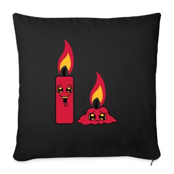 2 candles team couple funny sad burned down comic - Sofa pillow with filling 45cm x 45cm - black - Front