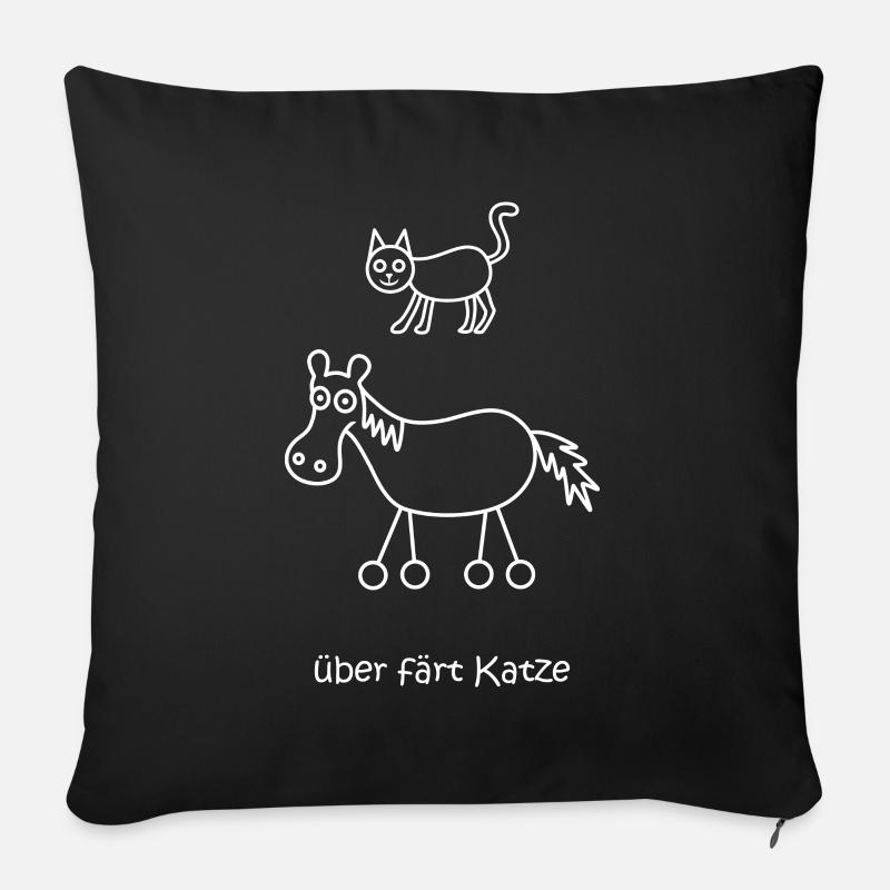 überfährt Katze, über färt Katze, Pferd auf Rädern - Sofakissen mit Füllung 45 x 45 cm - Schwarz