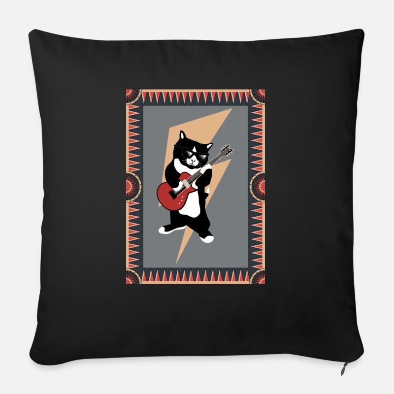 Chat Rock N Roll - Sofakissen mit Füllung 45 x 45 cm - Schwarz