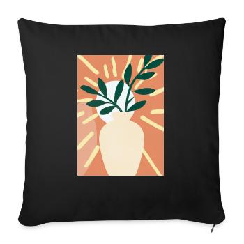 Florale Blumenformen - Sofakissen mit Füllung 45 x 45 cm - Schwarz - Vorne