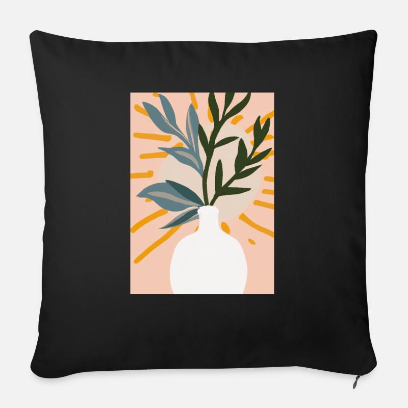 Florale Blumenformen - Sofakissen mit Füllung 45 x 45 cm - Schwarz